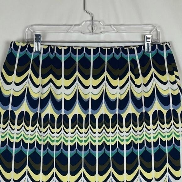 Talbots Navy Yellow Bold Print Career Office Date Skirt NWOT Size 10 - Picture 5 of 11